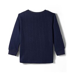 Babyhug Knit Full Sleeves Solid Thermal Set With Vest - Navy Blue