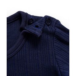 Babyhug Knit Full Sleeves Solid Thermal Set With Vest - Navy Blue