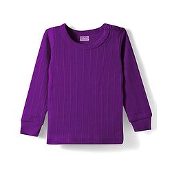 Babyhug Knit Full Sleeves Solid Color Thermal Vests & Pant Set - Purple