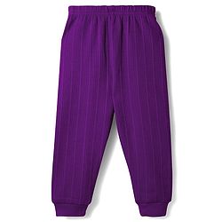 Babyhug Knit Full Sleeves Solid Color Thermal Vests & Pant Set - Purple