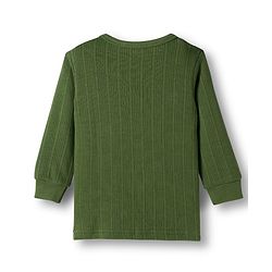 Babyhug Knit Solid Coloured Thermal Set With Vest - Olive Green