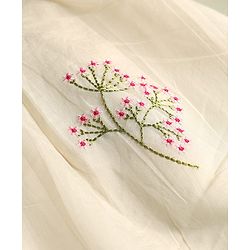 Babyhug South Cotton Woven Sleeveless Ethnic Dress With Floral Embroidery - Off White