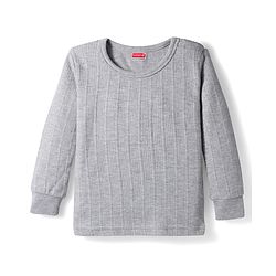Babyhug Knit Full Sleeves Solid Color Thermal Vests Pack of 2 - Grey