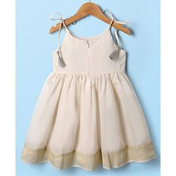 Babyhug South Cotton Woven Sleeveless Ethnic Dress with Floral Embroidery - Offwhite