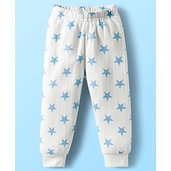Babyhug Knit Full Sleeves Front Open Co-Ord Thermal Set With Star Print - White