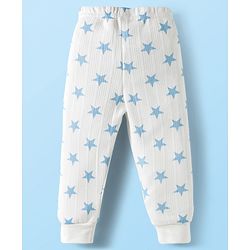 Babyhug Knit Full Sleeves Front Open Co-Ord Thermal Set With Star Print - White