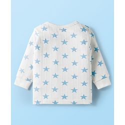Babyhug Knit Full Sleeves Pullover Co-Ord Thermal Set With Star Print - White
