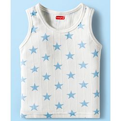 Babyhug Knit Full Sleeves Pullover Co-Ord Thermal Set With Star Print - White