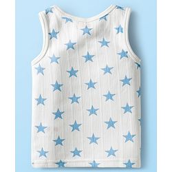 Babyhug Knit Full Sleeves Pullover Co-Ord Thermal Set With Star Print - White