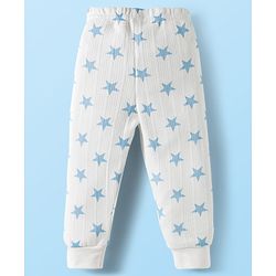 Babyhug Knit Full Sleeves Pullover Co-Ord Thermal Set With Star Print - White