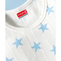 Babyhug Knit Full Sleeves Pullover Co-Ord Thermal Set With Star Print - White