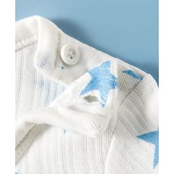 Babyhug Knit Full Sleeves Pullover Co-Ord Thermal Set With Star Print - White