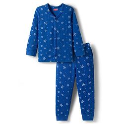 Babyhug Knit Full Sleeves Thermal Inner Wear Set With Star Print - Blue