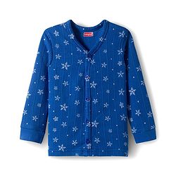 Babyhug Knit Full Sleeves Thermal Inner Wear Set With Star Print - Blue