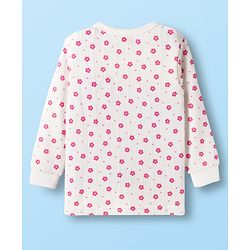 Babyhug Cotton Knit Full Sleeves Thermal Inner Wear Set With Floral Print - White