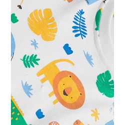 Babyhug 100% Cotton Knit Full Sleeves Striped T-Shirts with Jungle Theme Print Pack of 2 - Multicolor