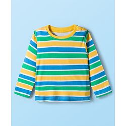 Babyhug 100% Cotton Knit Full Sleeves Striped T-Shirts with Jungle Theme Print Pack of 2 - Multicolor