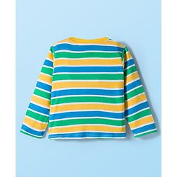 Babyhug 100% Cotton Knit Full Sleeves Striped T-Shirts with Jungle Theme Print Pack of 2 - Multicolor