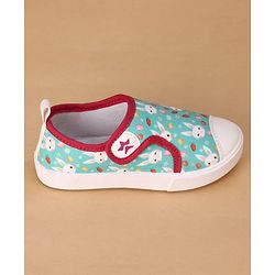 Cute Walk by Babyhug Velcro Closure Casual Shoes with Bunny Print - Mint