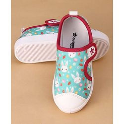 Cute Walk by Babyhug Velcro Closure Casual Shoes with Bunny Print - Mint