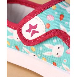 Cute Walk by Babyhug Velcro Closure Casual Shoes with Bunny Print - Mint
