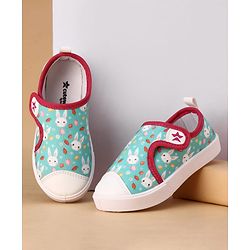 Cute Walk by Babyhug Velcro Closure Casual Shoes with Bunny Print - Mint