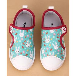 Cute Walk by Babyhug Velcro Closure Casual Shoes with Bunny Print - Mint