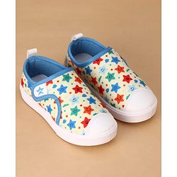 Cute Walk by Babyhug Velcro Closure Casual Shoes with Star Print - Light Yellow