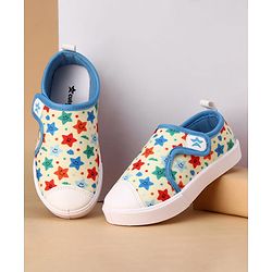 Cute Walk by Babyhug Velcro Closure Casual Shoes with Star Print - Light Yellow
