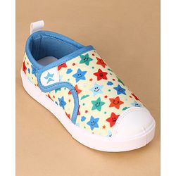 Cute Walk by Babyhug Velcro Closure Casual Shoes with Star Print - Light Yellow