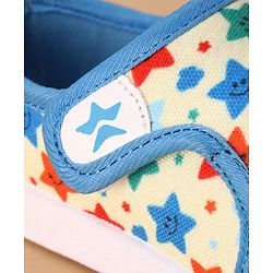 Cute Walk by Babyhug Velcro Closure Casual Shoes with Star Print - Light Yellow
