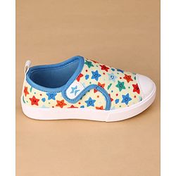 Cute Walk by Babyhug Velcro Closure Casual Shoes with Star Print - Light Yellow