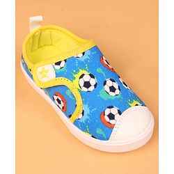 Cute Walk by Babyhug Velcro Closure Casual Shoes with Ball Print - Blue