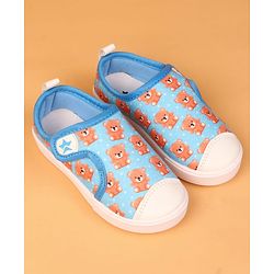 Cute Walk by Babyhug Velcro Closure Casual Shoes with Bear Print - Blue