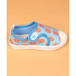 Cute Walk by Babyhug Velcro Closure Casual Shoes with Bear Print - Blue