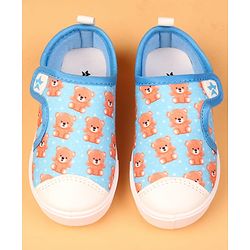 Cute Walk by Babyhug Velcro Closure Casual Shoes with Bear Print - Blue