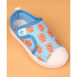 Cute Walk by Babyhug Velcro Closure Casual Shoes with Bear Print - Blue