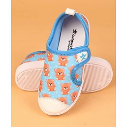Cute Walk by Babyhug Velcro Closure Casual Shoes with Bear Print - Blue