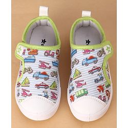 Cute Walk by Babyhug Velcro Closure Casual Shoes with Vehicle Print - Multicolor