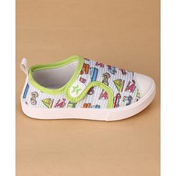 Cute Walk by Babyhug Velcro Closure Casual Shoes with Vehicle Print - Multicolor