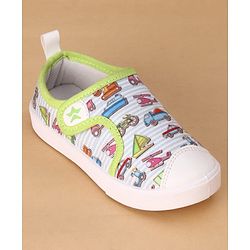 Cute Walk by Babyhug Velcro Closure Casual Shoes with Vehicle Print - Multicolor