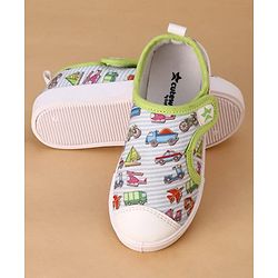 Cute Walk by Babyhug Velcro Closure Casual Shoes with Vehicle Print - Multicolor