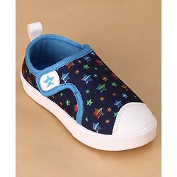 Cute Walk by Babyhug Velcro Closure Casual Shoes with Star Print - Navy Blue