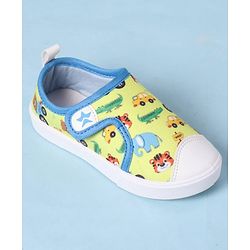 Cute Walk by Babyhug Velcro Closure Casual Shoes with Animal Print - Yellow