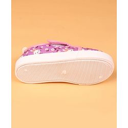 Cute Walk by Babyhug Velcro Closure Casual Shoes with Bunny & Floral Print - Purple
