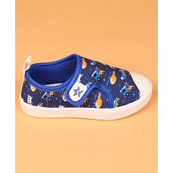 Cute Walk by Babyhug Velcro Closure Casual Shoes with Vehicle Print - Navy Blue