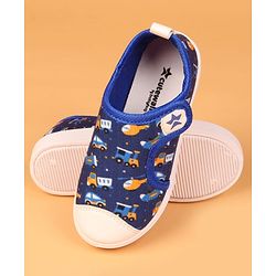 Cute Walk by Babyhug Velcro Closure Casual Shoes with Vehicle Print - Navy Blue