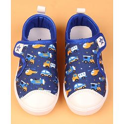 Cute Walk by Babyhug Velcro Closure Casual Shoes with Vehicle Print - Navy Blue