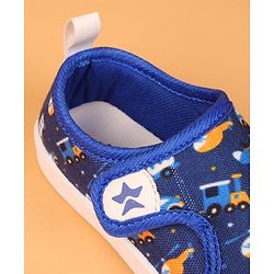 Cute Walk by Babyhug Velcro Closure Casual Shoes with Vehicle Print - Navy Blue