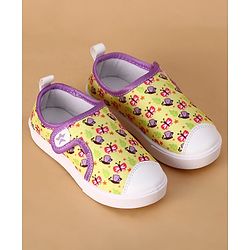 Cute Walk by Babyhug Velcro Closure Casual Shoes With Butterfly Print - Yellow